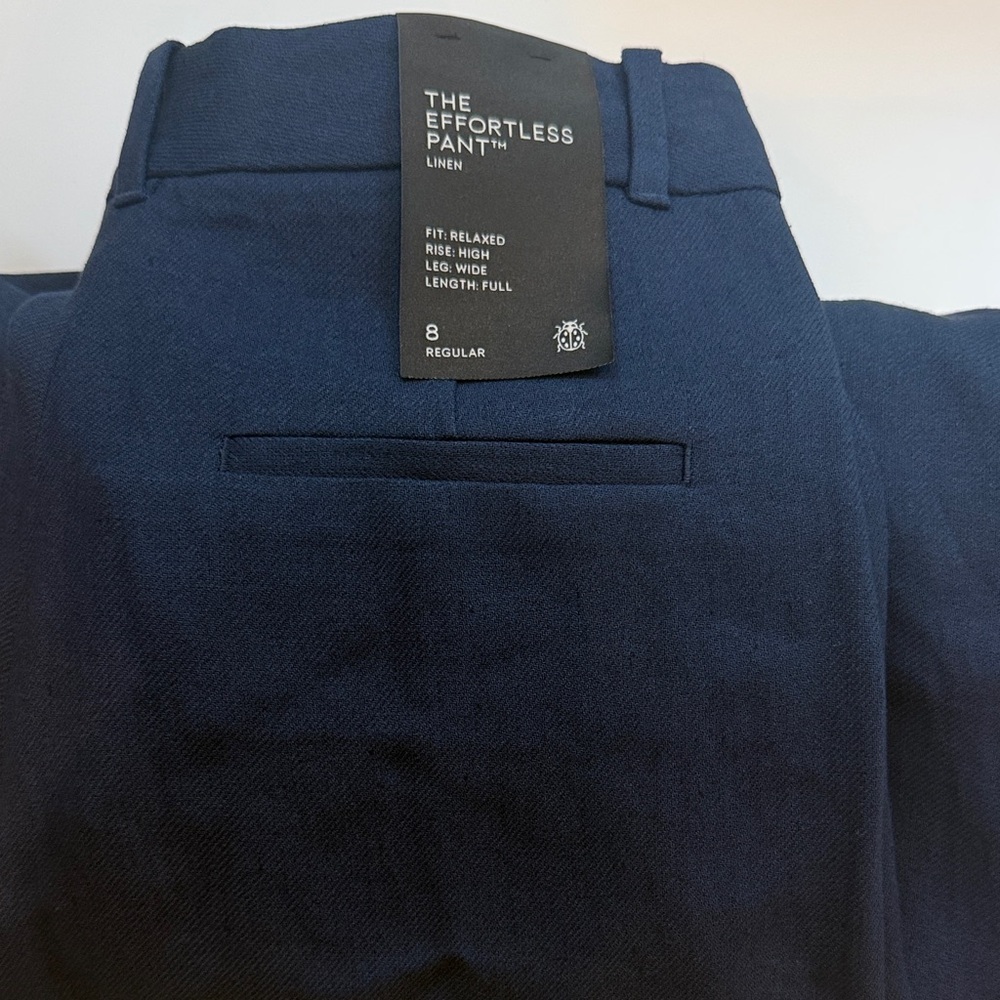 Aritzia The Effortless Pant Linen Wide Leg in Navy Blue - Picture 1 of 1